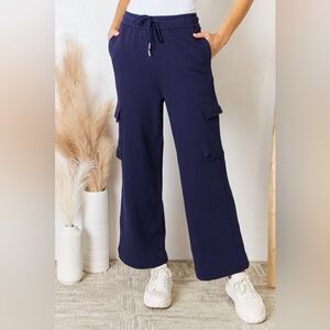 RISEN Drawstring Relaxed Cargo Wide Leg Pants